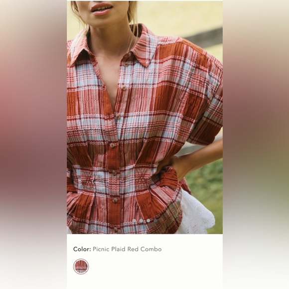 Pilcro Tops - NWT Pilcro Short Sleeve Fitted Wait Blouse - Medium